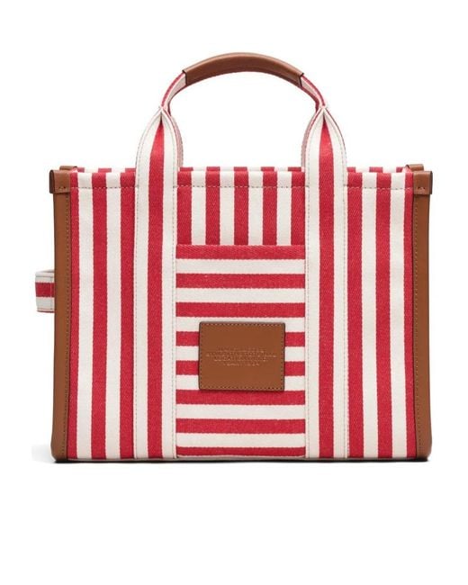 Marc Jacobs Red The Striped Medium Tote Bag