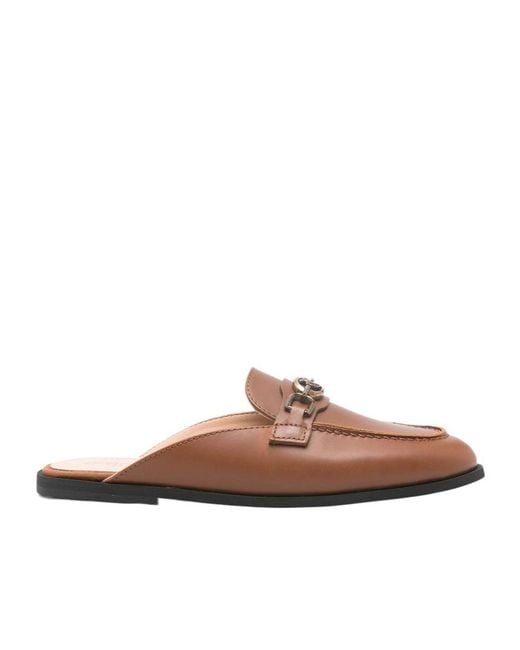 Pinko Brown Round-Toe Mules