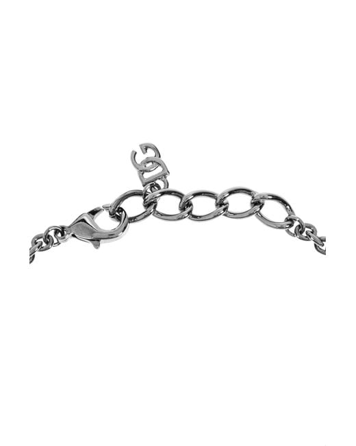 Dolce & Gabbana Metallic Logo Plaque Cable-Link Chain Bracelet for men