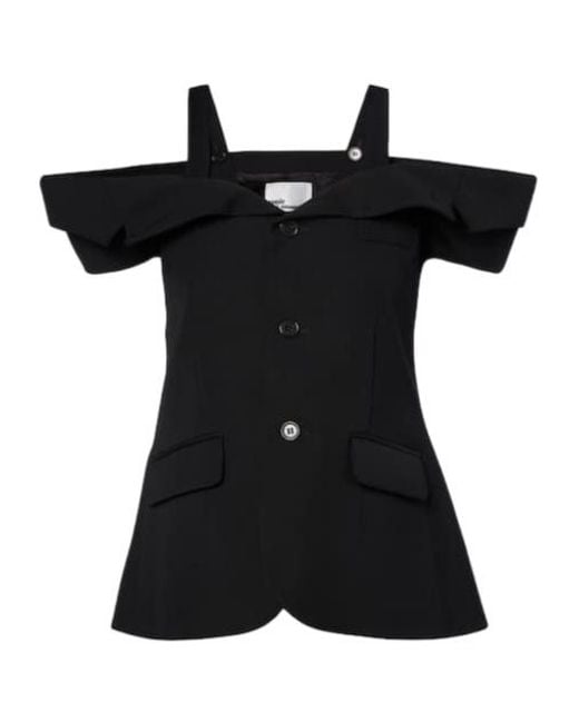 Comme des Garçons Black Cutout Wool Top
