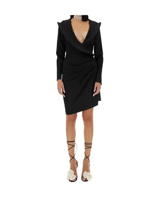Magda Butrym Black Sculptural Long-Sleeved Dress