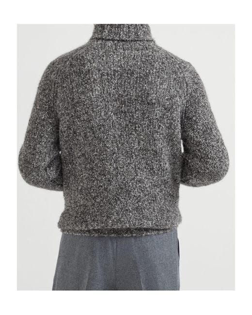 Brunello Cucinelli Gray Roll Neck Long-Sleeved Jumper for men