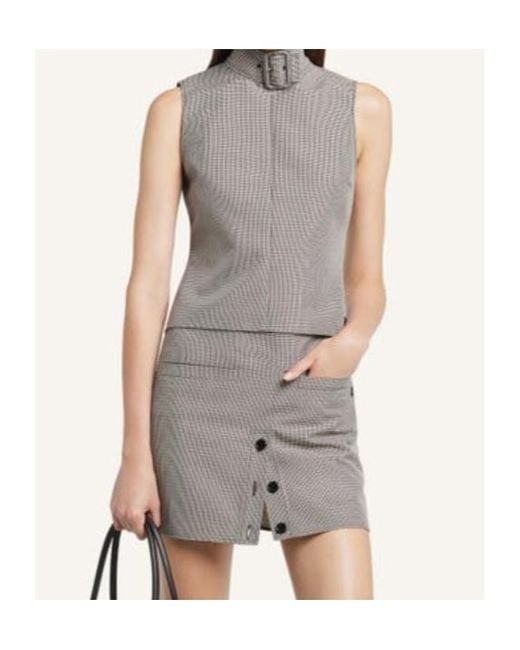 Courreges Gray Courrèges Buckle Houndstooth-Pattern Sleeveless Top