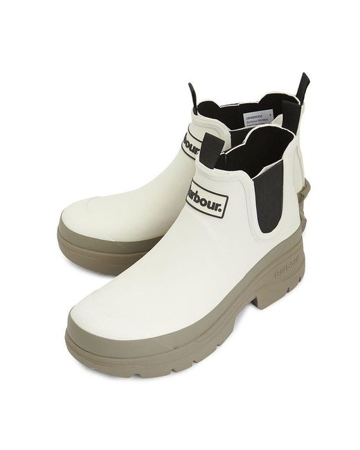 Barbour White Round-Toe Rain Boots