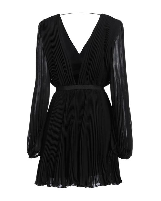 Max Mara Black Solid Color Long-Sleeve Pleated Maxi Dress