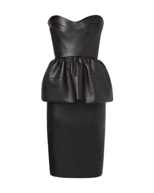 Fendi Black Strapless Peplum Midi Dress