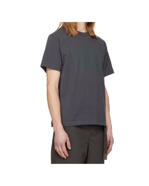 Sacai Gray Short-Sleeved Crewneck T-Shirt for men