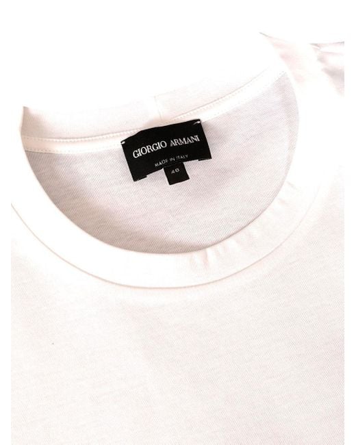 Giorgio Armani White Logo Embroidered Crewneck T-Shirt for men