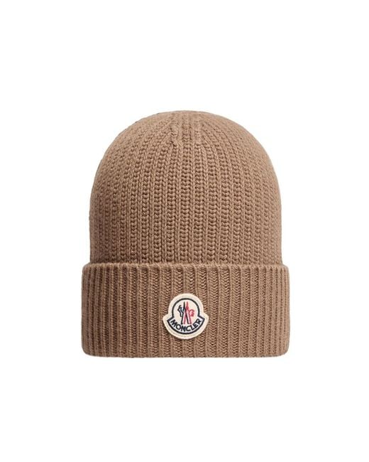 Moncler Brown Tricot Wool Blend Beanie for men