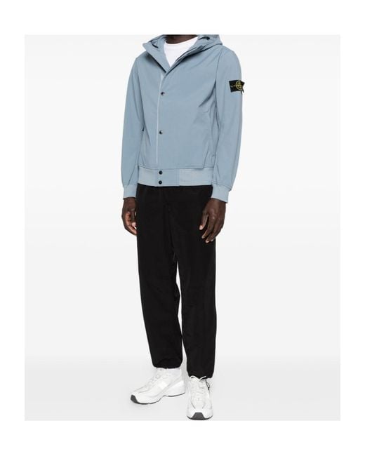 Stone Island Blue Logo Patch Hooded Jacket for men