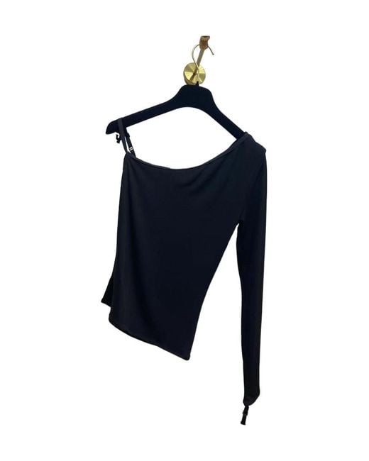Courreges Blue Single-Shoulder Detail Blouse