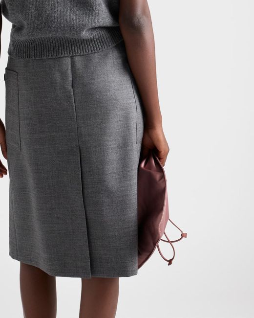 Prada Gray Rush Stitch Pleated Skirt