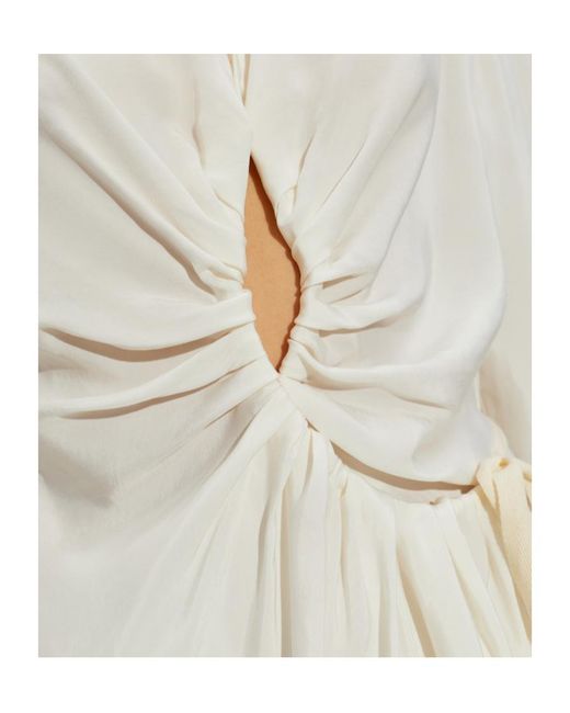 Maison Margiela White Draped Cutout Shirt Dress