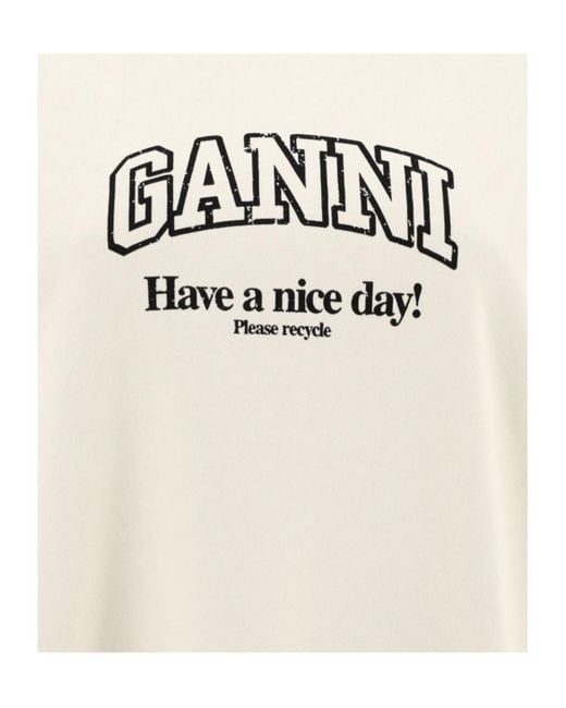 Ganni White "Have A Nice Day" Sweatshirt