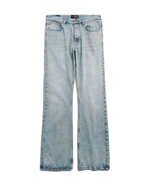 Balenciaga Blue Destroyed Straight-Leg Jeans