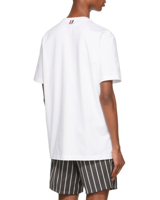 Thom Browne White Rwb-Stripe Short-Sleeve T-Shirt for men
