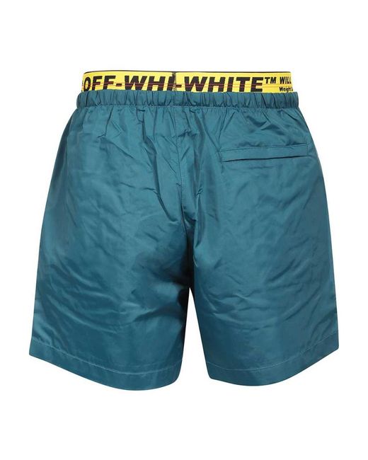Off-White c/o Virgil Abloh Blue Logo-Tape Swim Shorts for men