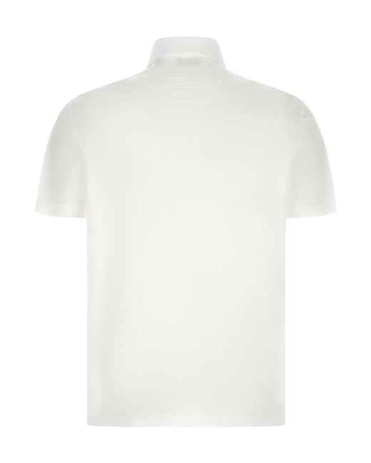 Zegna White Short-Sleeved Buttoned Polo Shirt for men