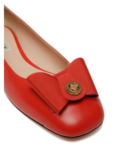 Bally Red B-Bow Ballet Flats