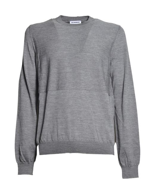 Jil Sander Gray Crewneck Long-Sleeved Jumper for men