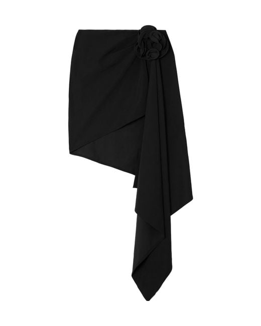 Magda Butrym Black Asymmetric Appliquéd Draped Skirt