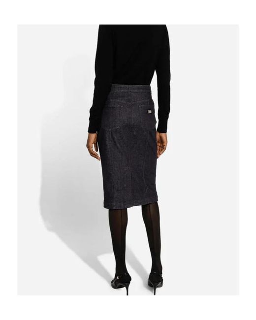 Dolce & Gabbana Black Buttoned Denim Skirt