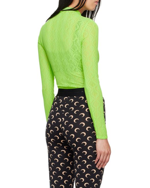 MARINE SERRE Green Translucent Long-Sleeved T-Shirt