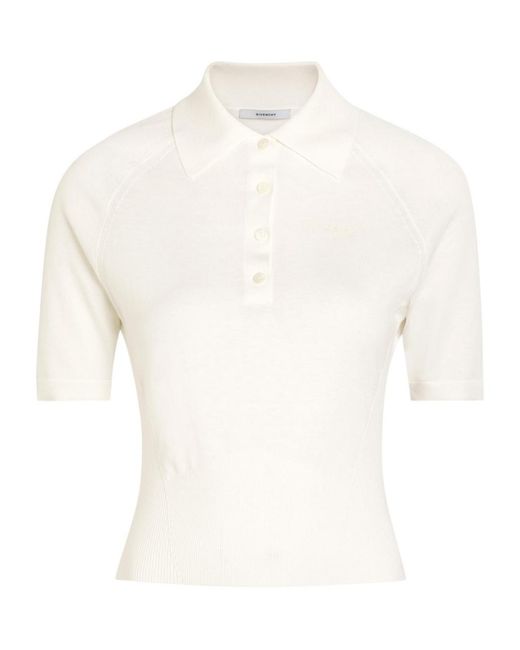 Givenchy White Logo-Embroidered Cotton And Silk-Blend Polo Shirt