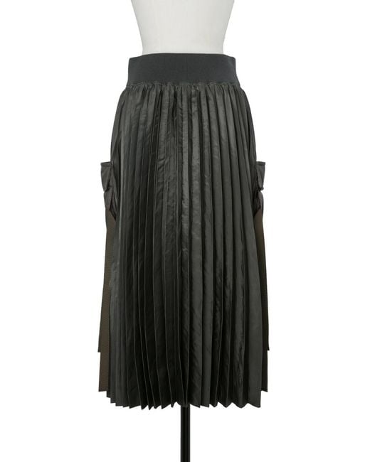 Sacai Gray Nylon Twill Skirt