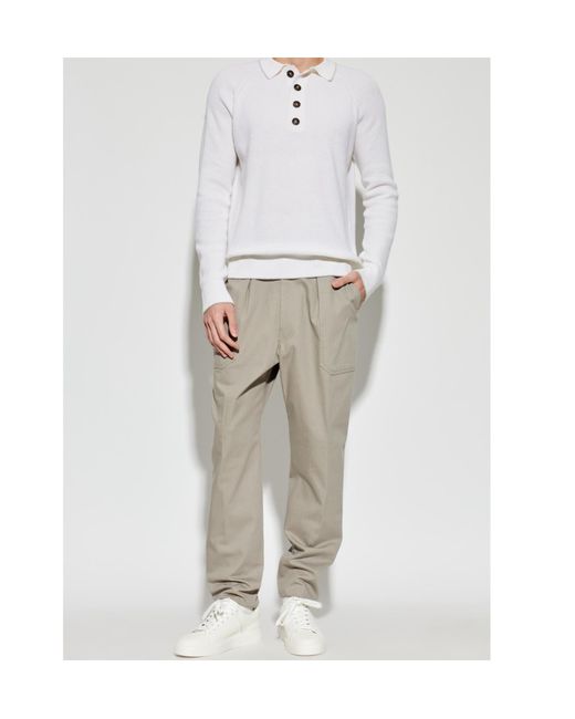 Eleventy Gray Striped Straight-Leg Pants for men