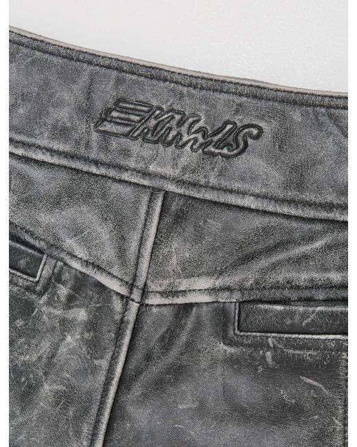 KNWLS Gray Distressed-Effect Chain-Detail Shorts