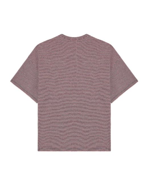 Jil Sander Purple Striped Cotton T-Shirt for men