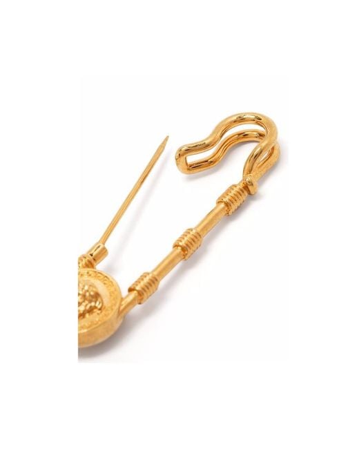 Versace Metallic Medusa Safety Pin Brooch