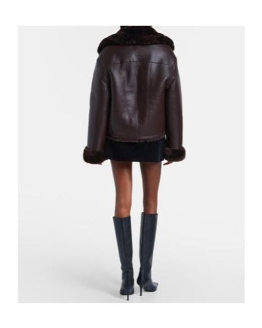 David Koma Black Reversible Shearling And Leather Jacket