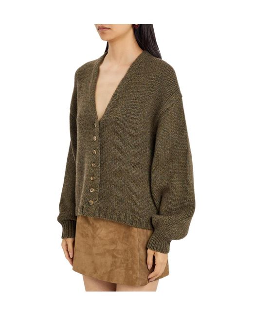 Khaite Green Solid Colour Cashmere Cardigan