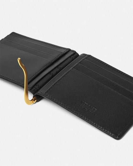 Versace Black Logo-Plaque Bi-Fold Clip Wallet for men