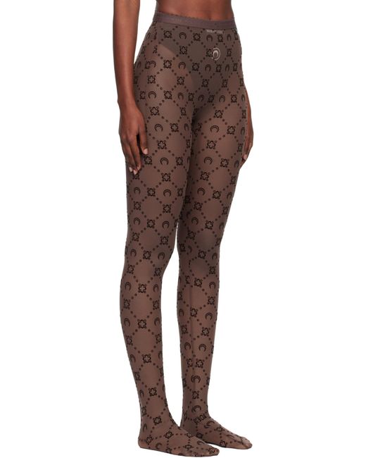 MARINE SERRE Multicolor Moon-Floral Flocked Mesh Tights