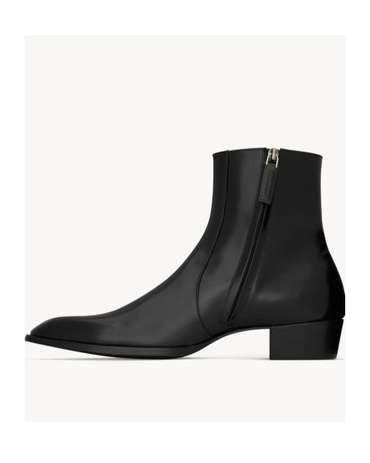 Saint Laurent Black Leather Roman Ankle Boots for men