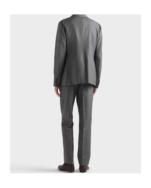Prada Gray Single-Breasted Silk Suit for men