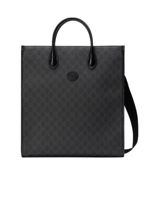 Gucci Black Interlocking G Medium Tote Bag for men