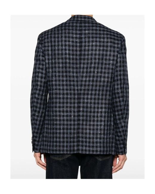 Isaia Blue Long-Sleeve Blazer for men