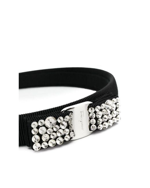 Ferragamo Metallic Ferragamo Logo-Engraved Embellished Bow Headband