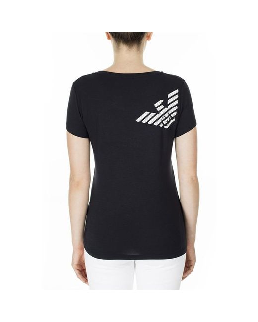 EA7 Black T-Shirt With Round Neck And Short Sleeves