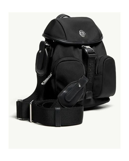 Moncler Black Buckle Detailed Foldover Top Mini Backpack
