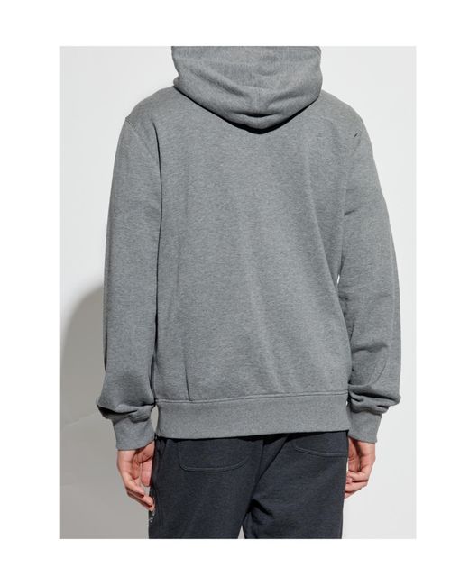 Dolce & Gabbana Gray Logo Plaque Zipped Drawstring Hoodie for men