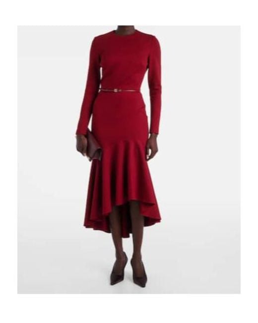 Elie Saab Belted Tiered Midi Dress