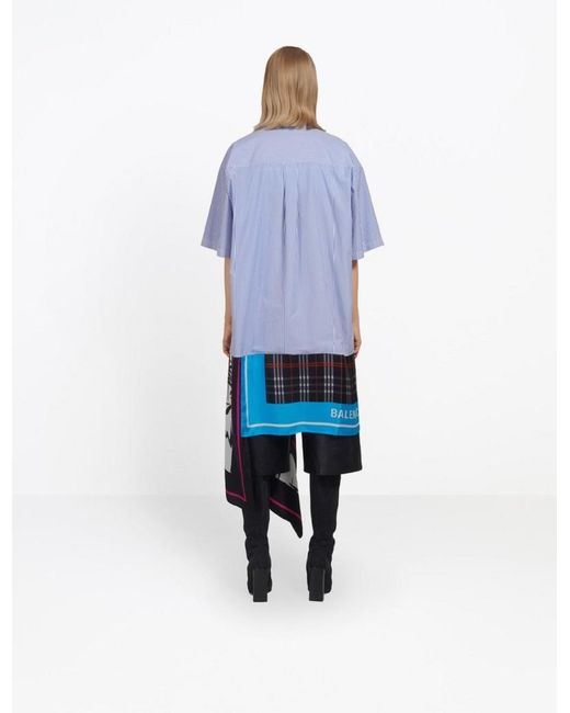 Balenciaga Blue Scarf Shirt Dress