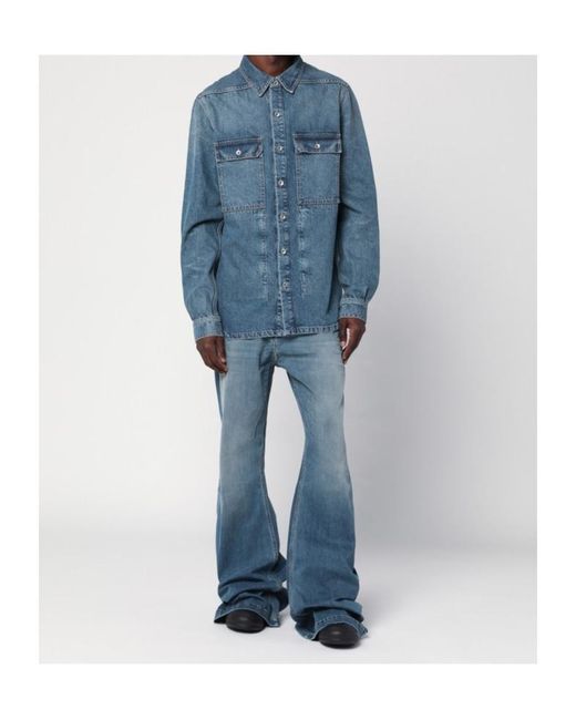 Rick Owens Blue Hollywood Washed Outershirt for men