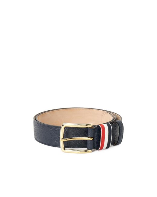 Thom Browne White Striped Buckle Belt for men