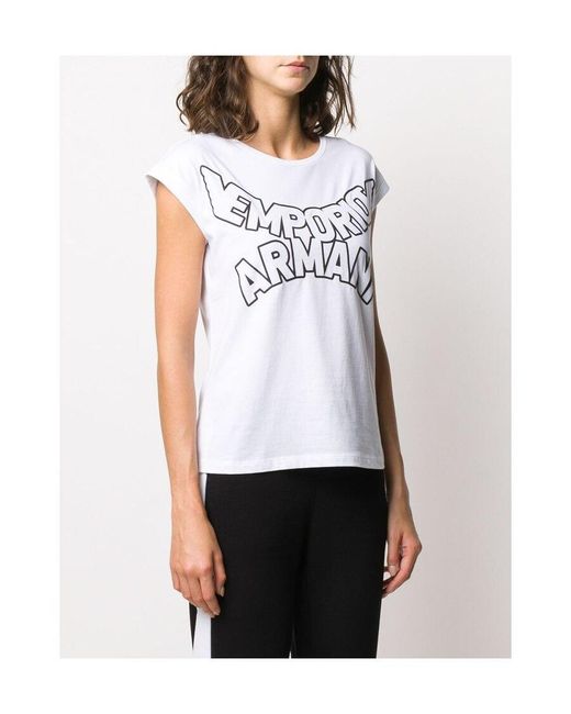 Emporio Armani White Curved Logo T-Shirt